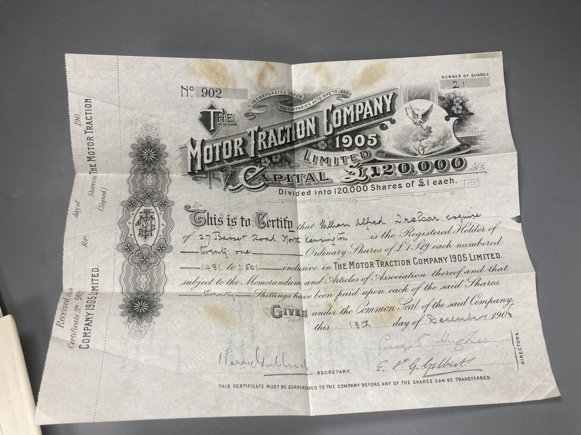 Transport Interest: Motor traction company 1905 in liquidation correspondence